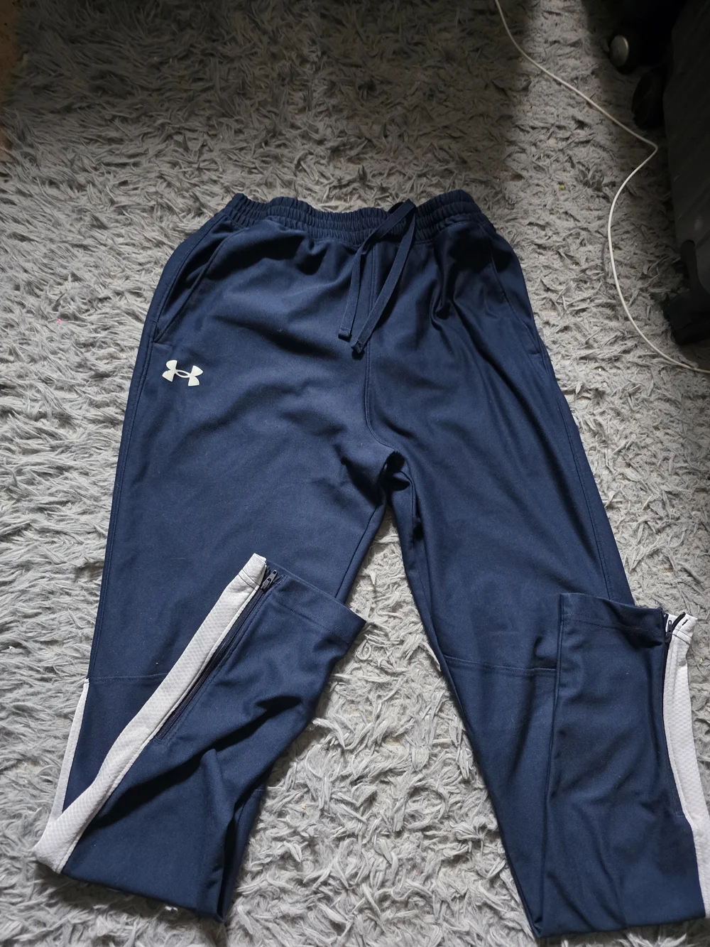 Under Armour Mens Navy Joggers with White Side Stripe
